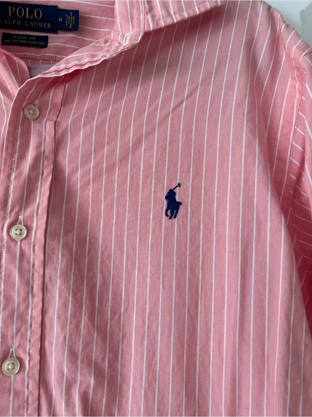 Polo by Ralph Lauren Pink and White Striped Button-Down Shirt
